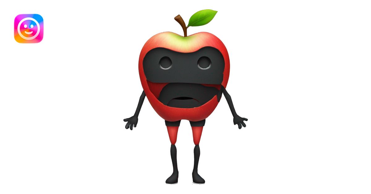 Apple with face and black arms amd legs emoji | AI Emoji Generator