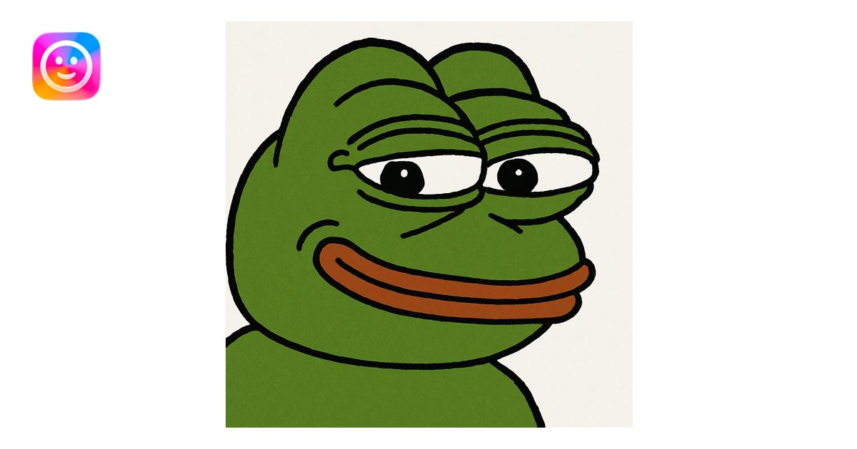 Pepe the Frog meme, green frog with a mischievous smile, cartoon style ...