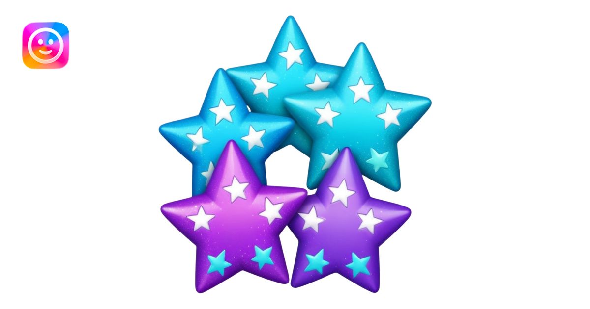 glitter purple and cian 3 stars emoji | AI Emoji Generator