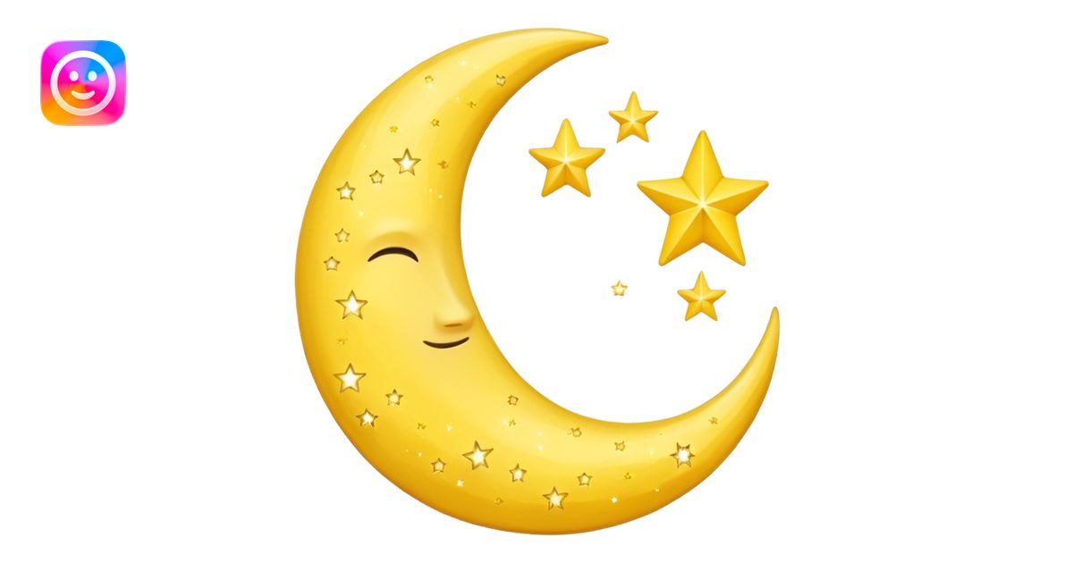 crescent moon with 3 stars around it emoji | AI Emoji Generator