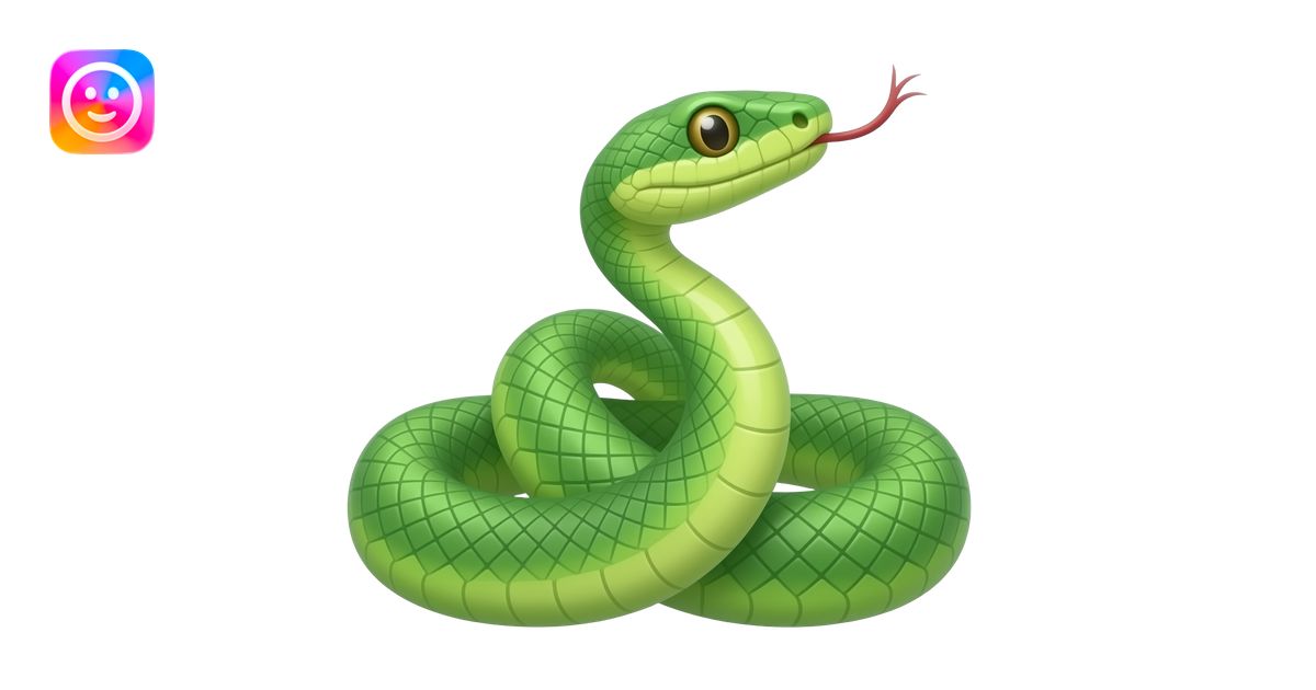 A curled green snake with head raised, classic polished 3D emoji, full ...