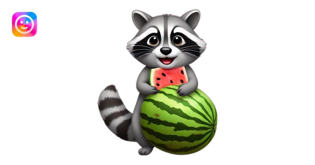 raccoon with a watermelon emoji | AI Emoji Generator