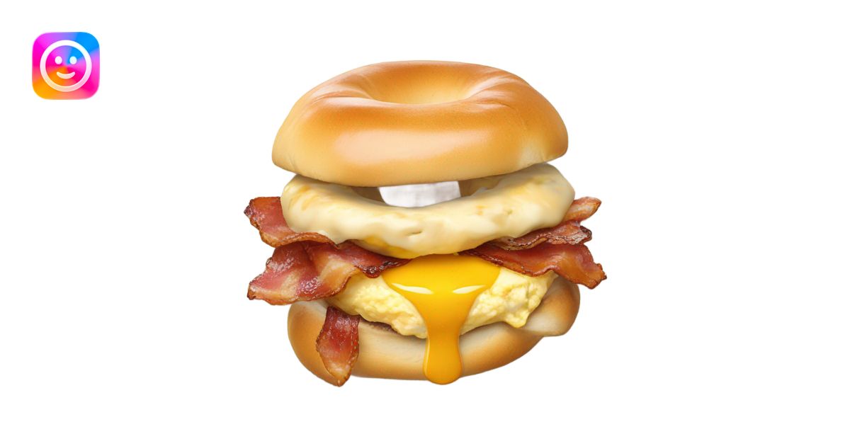 Bacon egg and cheese on an everything bagel emoji | AI Emoji Generator