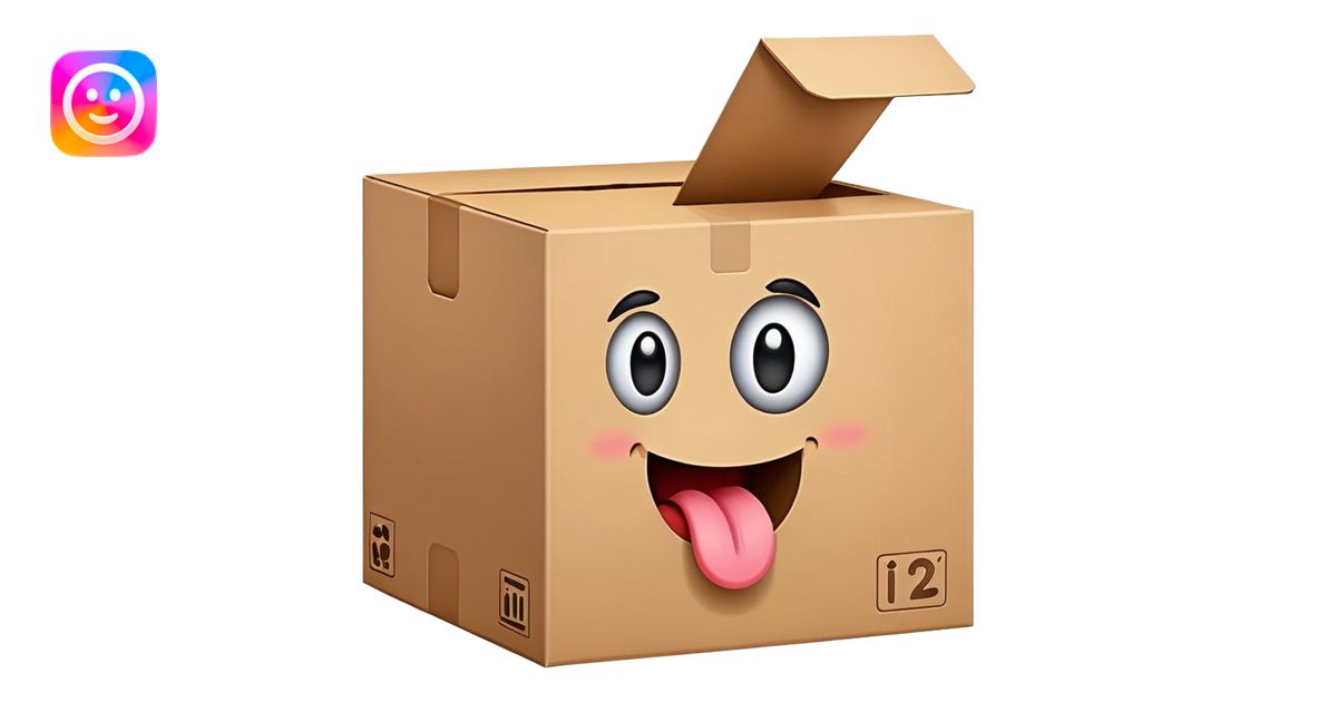 Box with face sticking its tongue out emoji | AI Emoji Generator