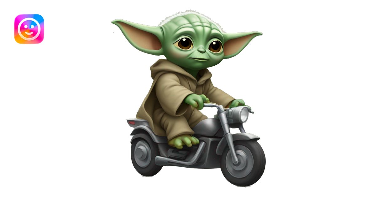 baby yoda riding big foot emoji | AI Emoji Generator