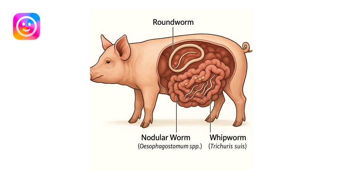educational illustration anatomical diagram of a pig with intestine ...