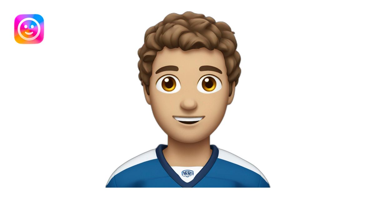 Ice hockey player with brown hair emoji | AI Emoji Generator