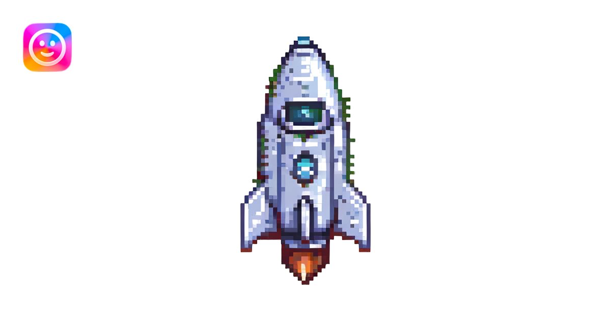 retro rocket ship pixel art illustration | AI Emoji Generator