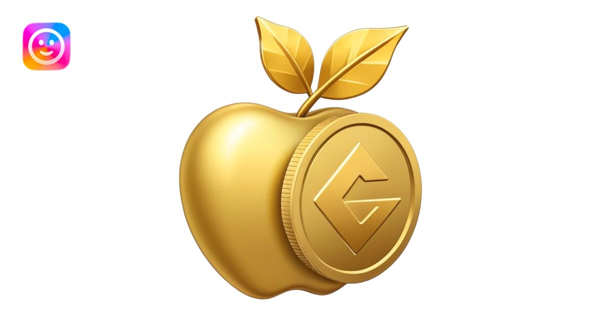 apple style emoji of a downward arrow and coin, alternate version ...