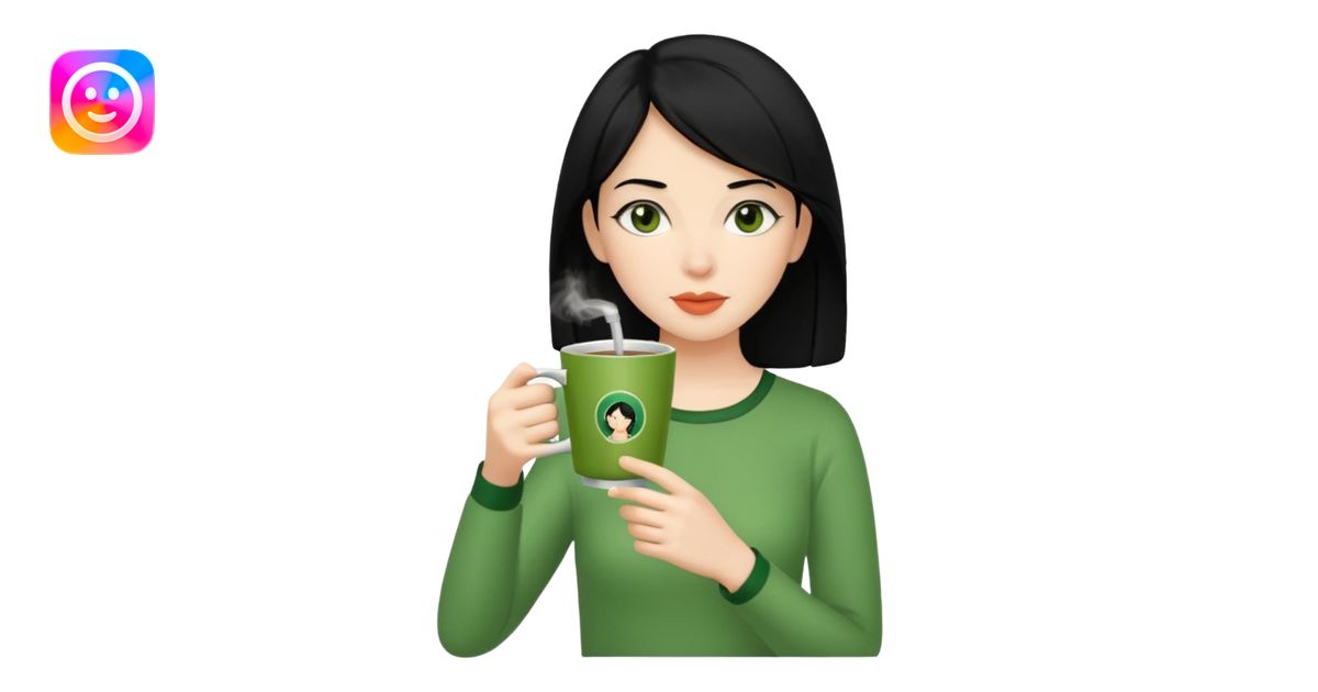 mujer de pelo negro tomando mate emoji | AI Emoji Generator