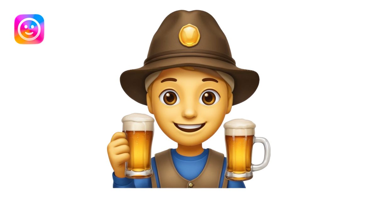Ein lachendes Emoji mit Bierglas und Gamsbart Hut emoji | AI Emoji ...