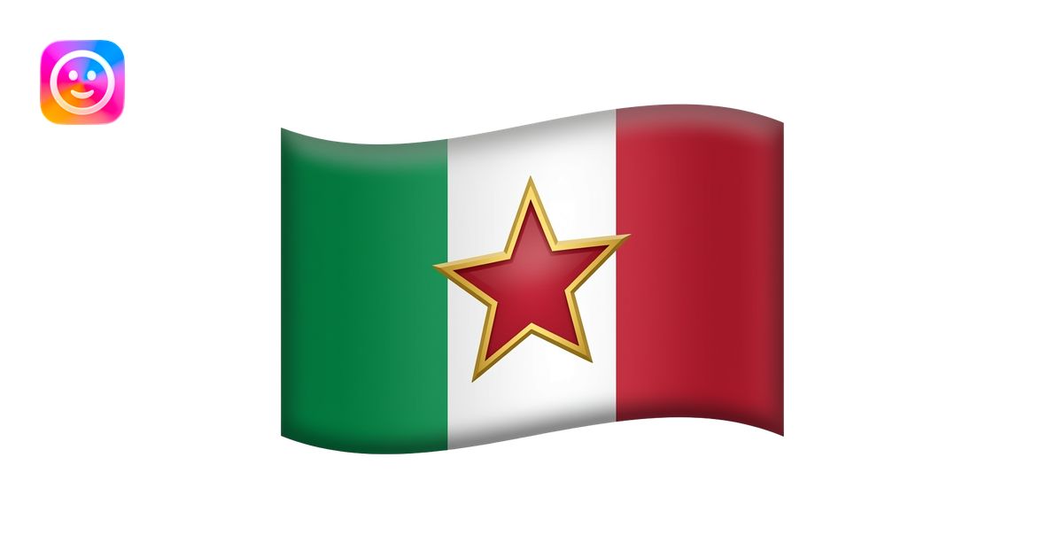 italian flag red star with gold border in white stripe emoji | AI Emoji ...
