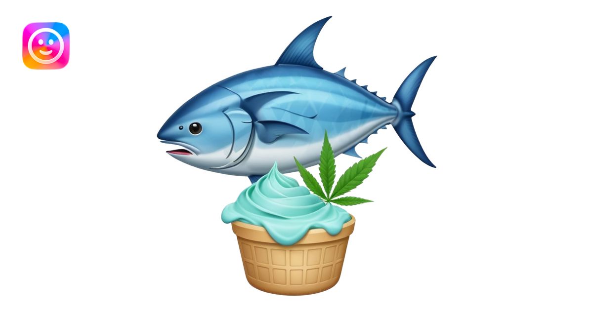bluefin tuna in a gelato with cannabis leaf emoji | AI Emoji Generator
