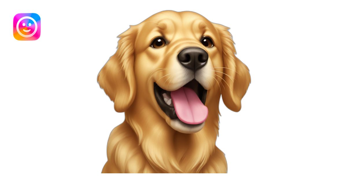 Golden retriever with a black spot on tongue emoji AI