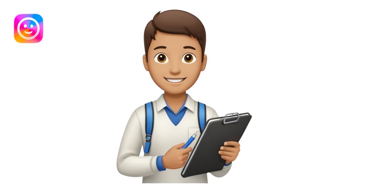 Student Leader + clipboard, Tour Group. emoji | AI Emoji Generator