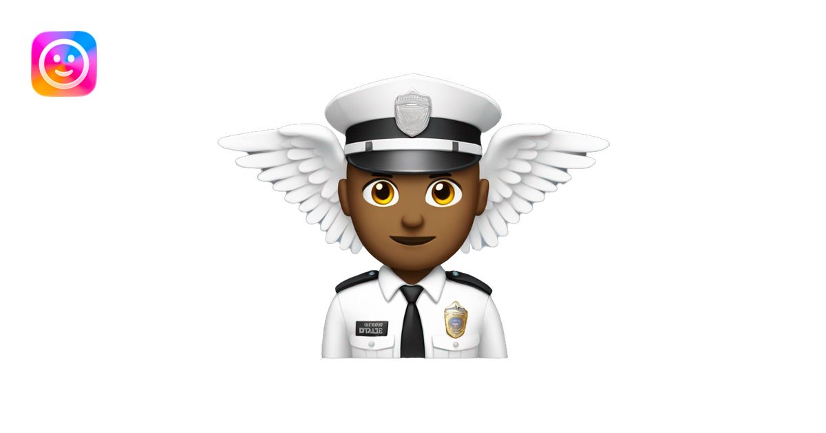 A White Police man bald with cap with Big ANGEL WINGS emoji | AI Emoji ...