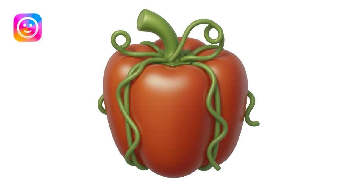 A Bell pepper shaped like a gift box with vines for ribbons emoji | AI ...