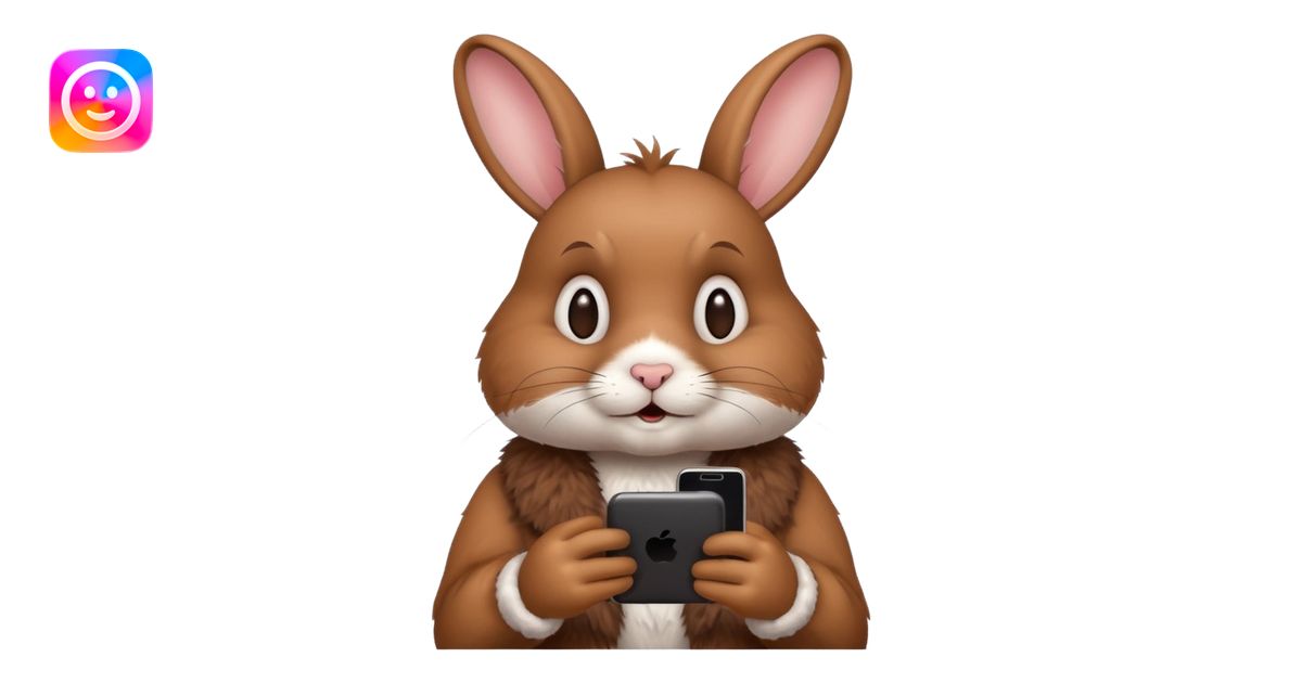 a rabbit playing on a phone emoji | AI Emoji Generator