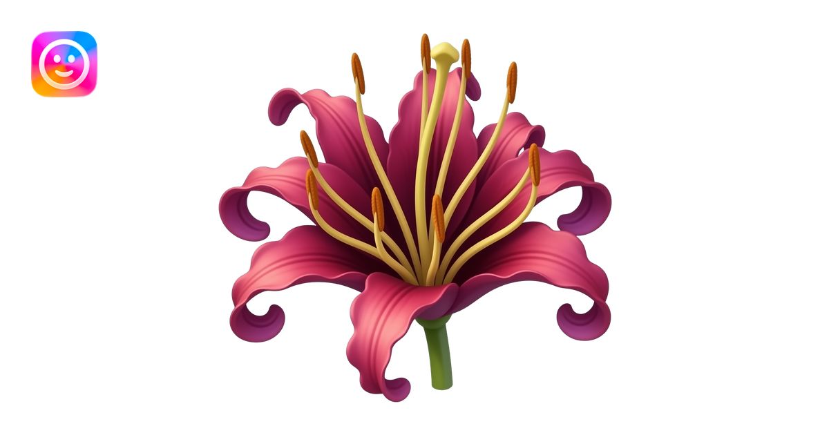Create a red spider Lily emoji similar to the chosen image above but it ...