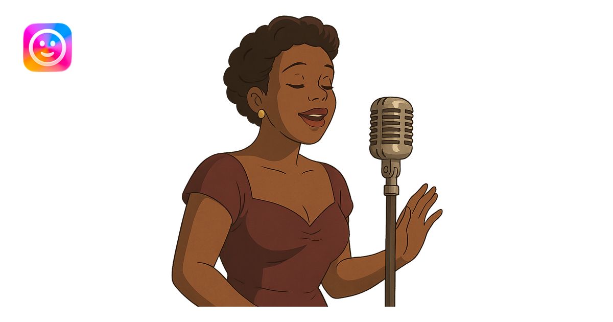 black jazz singer with vintage microphone in a 1940s nightclub emoji ...