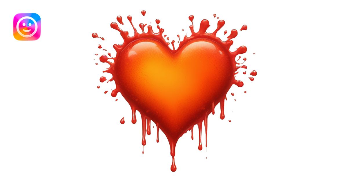 bleeding red heart glowing red-orange with splatter emoji | AI Emoji ...