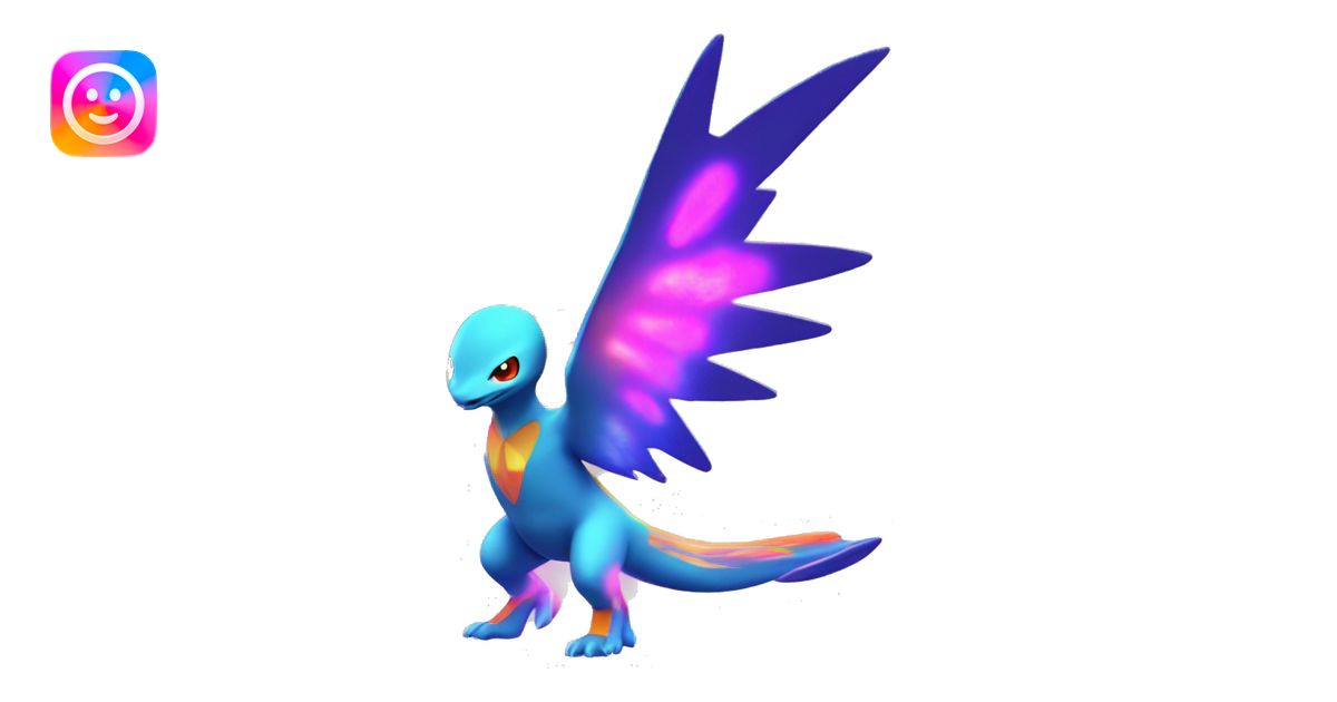 Colorful Neon Colors Vibrant Colors Flying Futuristic Fakémon-Pokémon ...