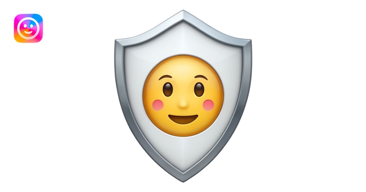 white shield with an emoji in it emoji | AI Emoji Generator