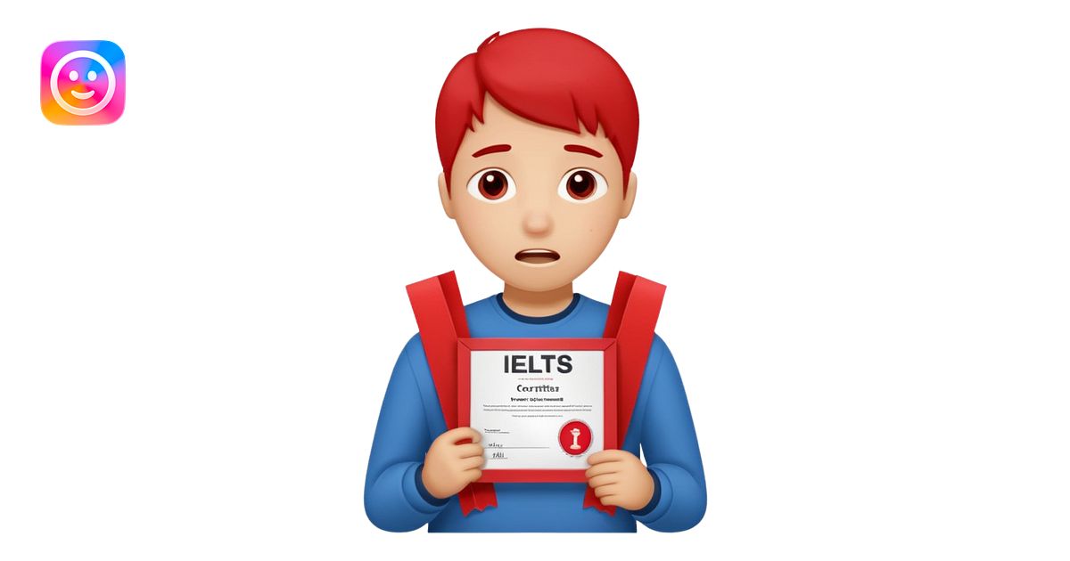 emoji student sad holding red sertificate IELTS 5.5, crying, failure ...