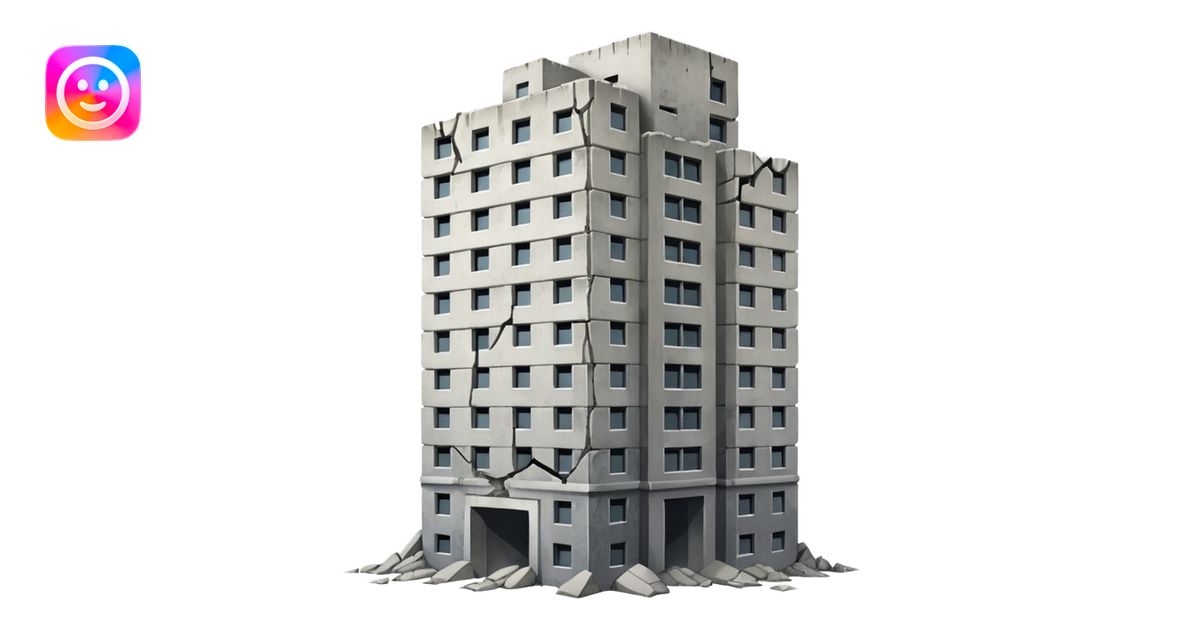 A high-rise building that is cracking and collapsing emoji | AI Emoji ...