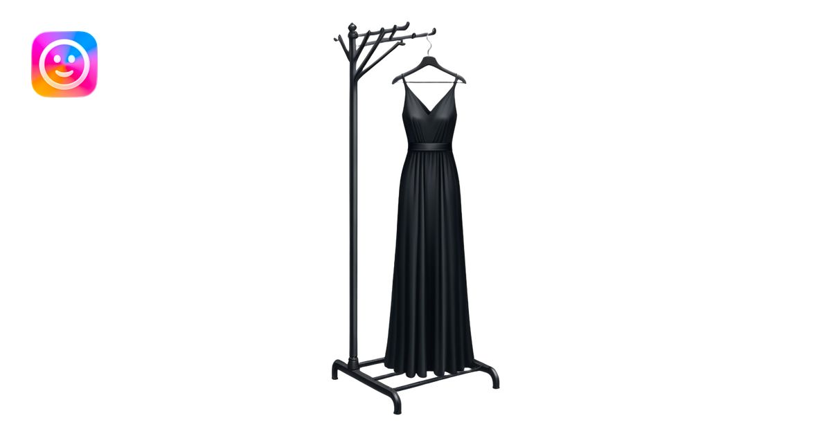 metal clothing rack with a formal black dress hanging emoji | AI Emoji ...