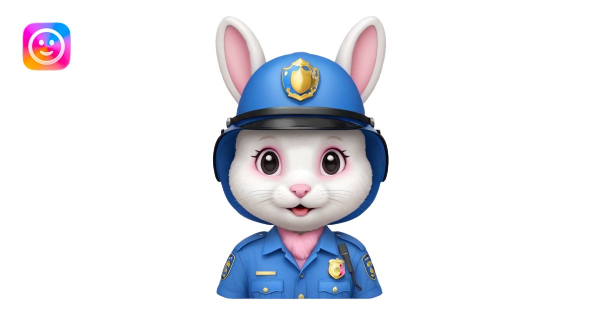 cute Rabbit police, blue uniform including helmet of uniform emoji | AI ...