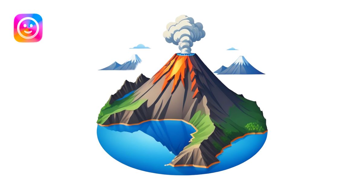 Changbai Mountain with crater lake Jilin, simplified emoji style with ...