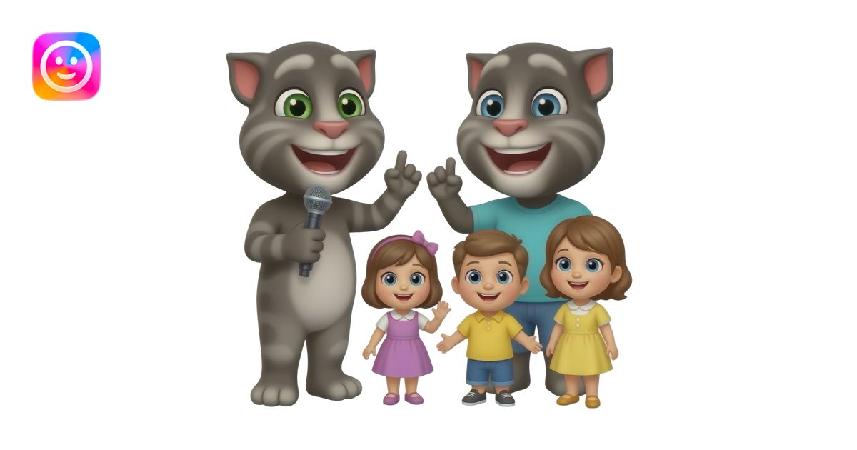 Finger family Talking Tom and friend nursery rhyme emoji | AI Emoji ...