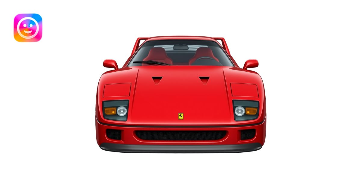ferrari F40 front view in red, head on, perfect propotrions, parked ...
