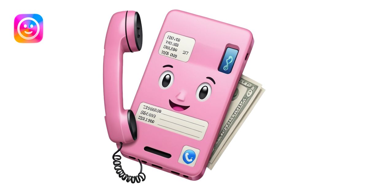 Pink phone bill emoji | AI Emoji Generator
