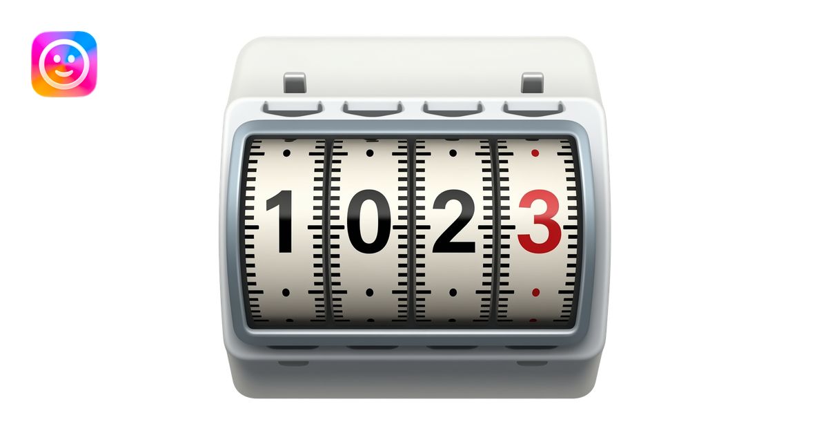 mechanical counter with four digits, front view, real numbers emoji ...