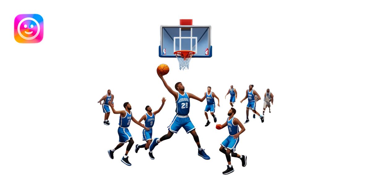 An icon showing a basketball court with players in action, inspired by ...