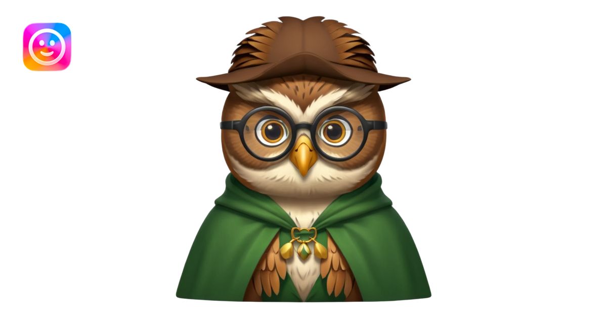 owl professor in green cloak emoji | AI Emoji Generator