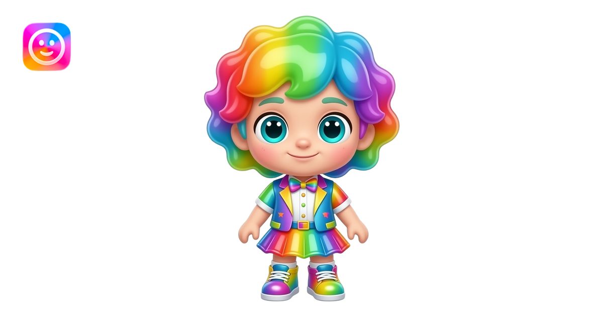 A full body Rainbow Gelatin Entity with a big head and small body ...
