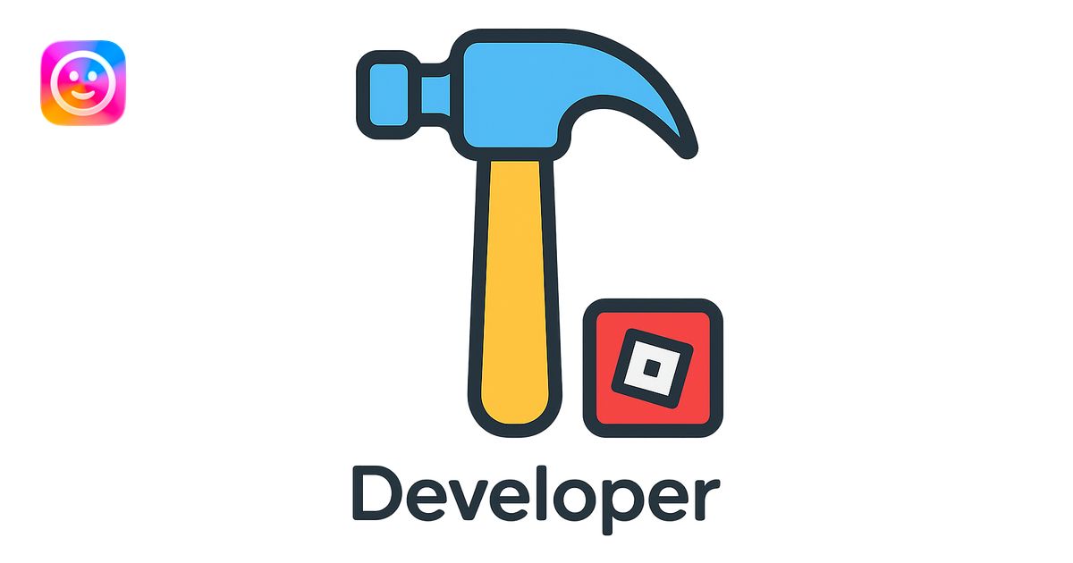 a clean and modern hammer icon representing a Roblox developer, with ...