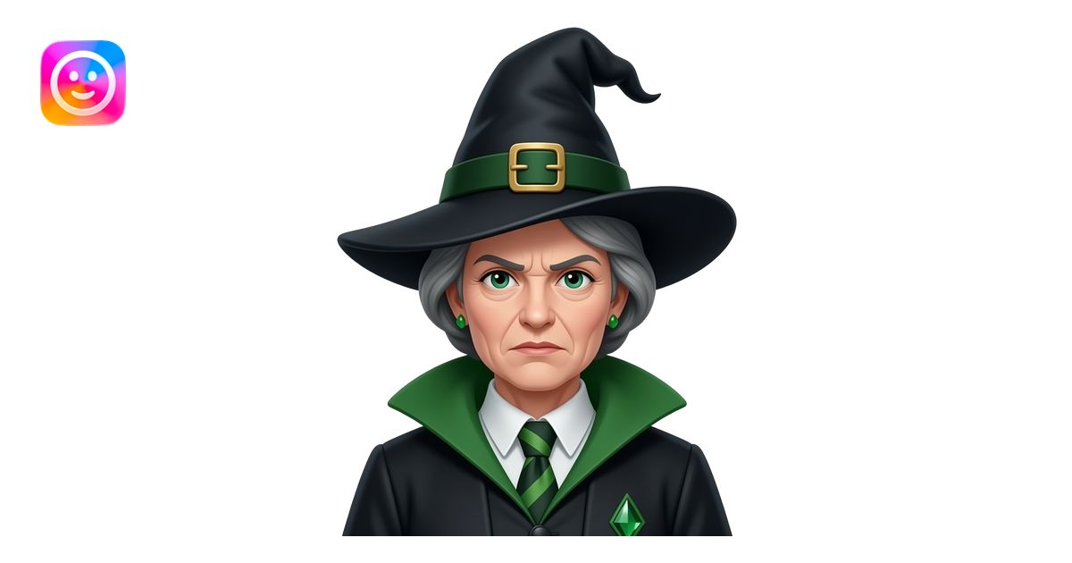 Minerva McGonagall emoji, Apple style, clean 3D, soft gradients, older ...