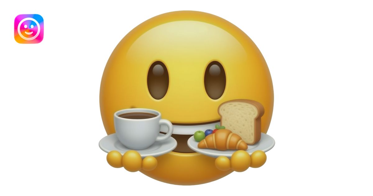 Yellow smiley emoji with good morning breakfast emoji | AI Emoji Generator
