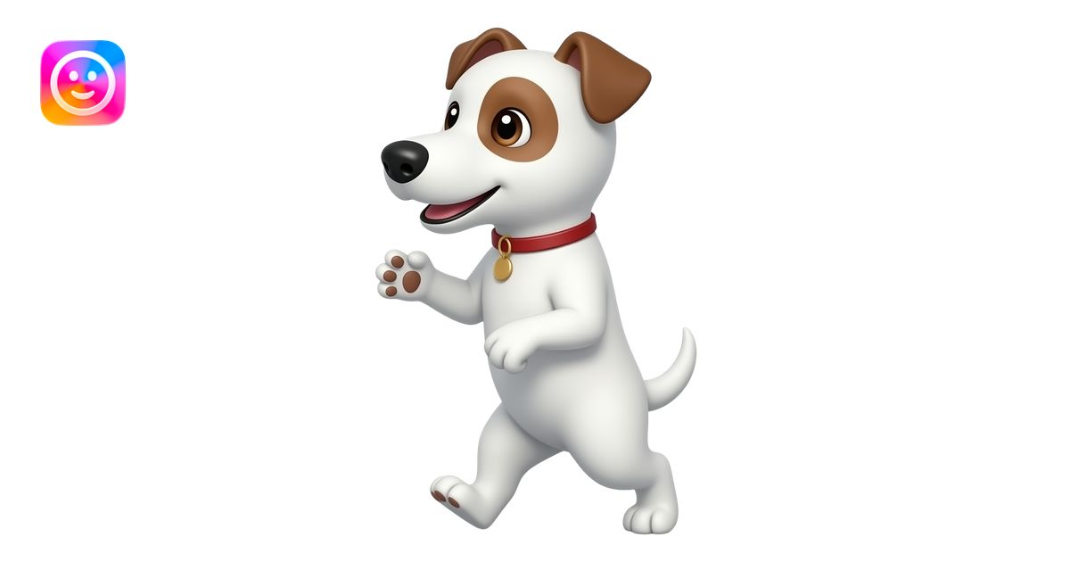 A white Male dog With brown Ears and A brown Dot around His eye Walks ...