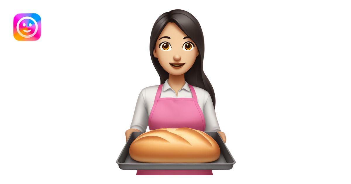 asian girl with long dark hair and brown eyes and big lips baking bread ...