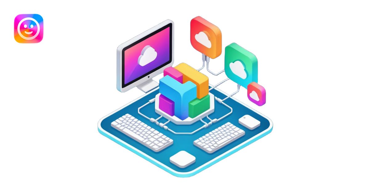 isometric, image of computer systems, processes, data integrating ...