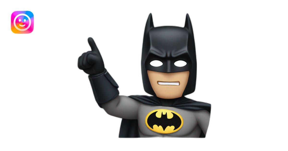 Batman raising right hand emoji | AI Emoji Generator