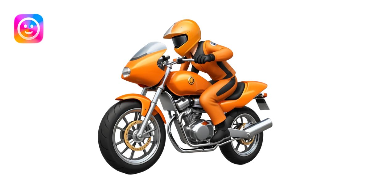 Orange Motorcycle wheelie emoji | AI Emoji Generator