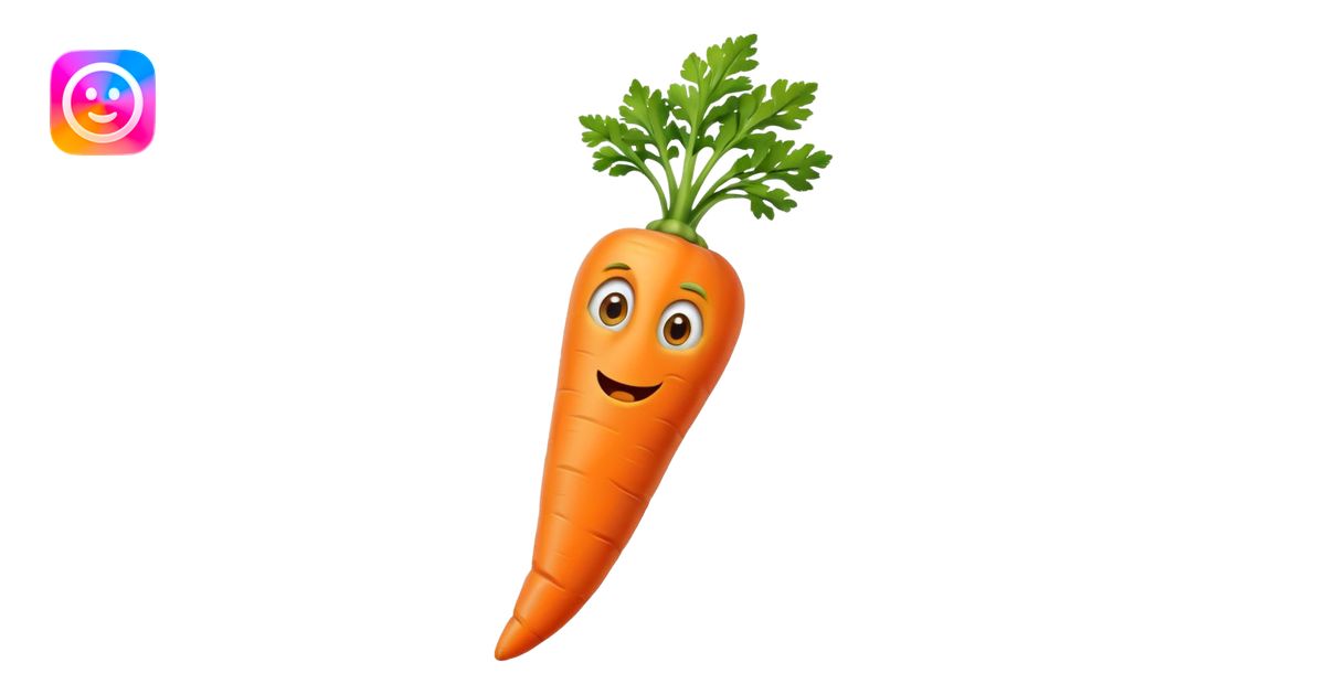 Create a curved carrot with eyes with a bend at the end for feet emoji ...