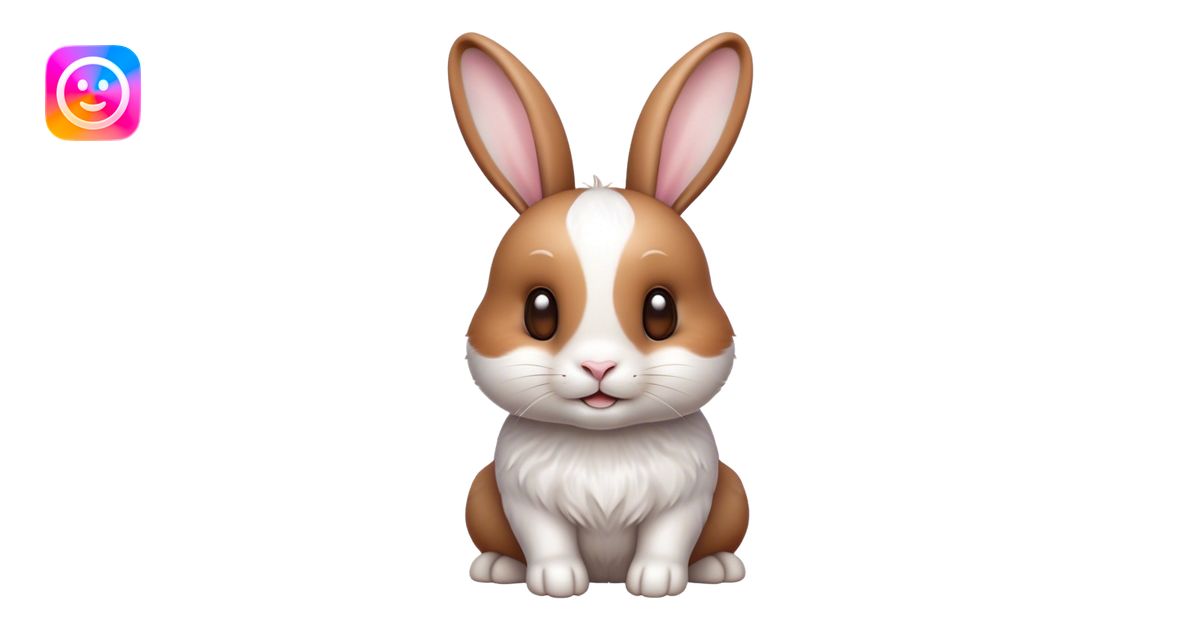 Cinematic Cute White and Brown Rabbit Portrait Emoji, Head tilted ...