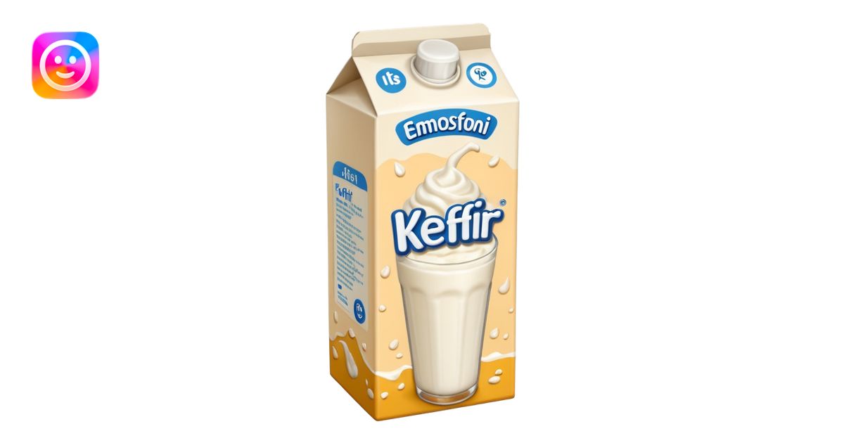 Fermented drinkable yoghurt-milk drink kefir in a tall carton emoji ...